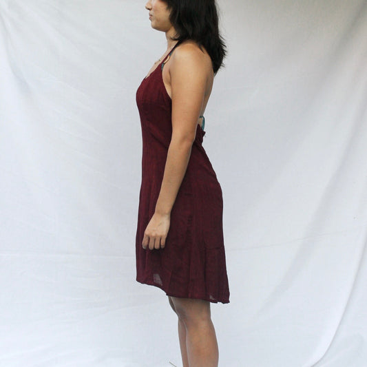 Merlot Halter Mini Dress - Deadstock Vintage