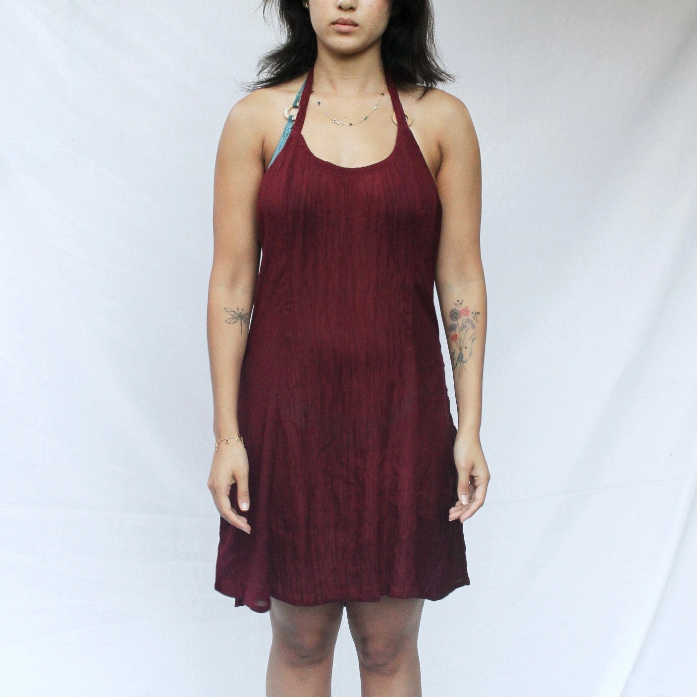 Merlot Halter Mini Dress - Deadstock Vintage