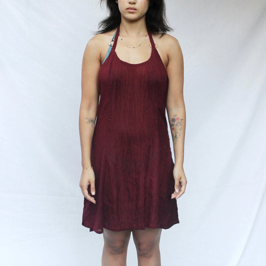 Merlot Halter Mini Dress - Deadstock Vintage