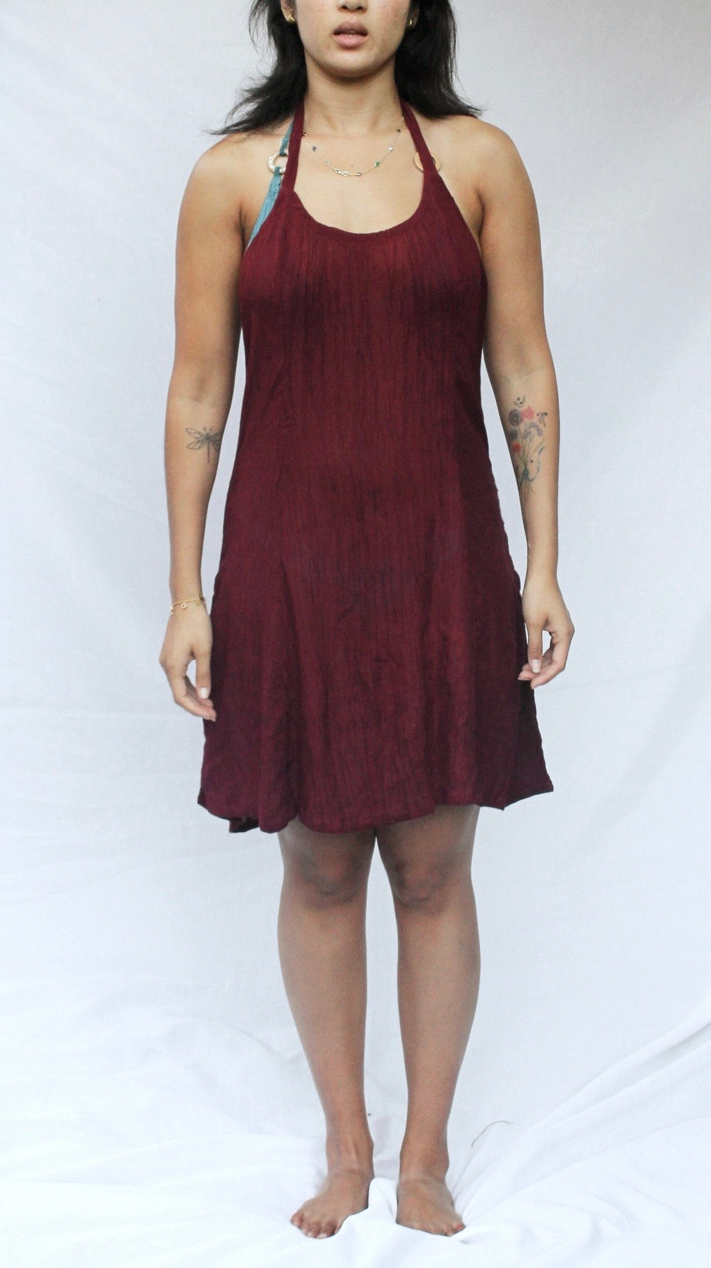 Merlot Halter Mini Dress - Deadstock Vintage